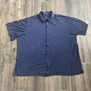Paul Fredrick Button Down Silk Cotton Blend 4XLT Blue